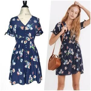 Madewell | Women | Silk Button-Front Retro Flutter-By Floral Mini Dress | Sz 2